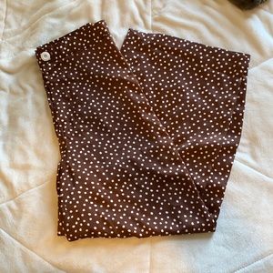 Urban Outfitters brown polka dot satin flowy pants